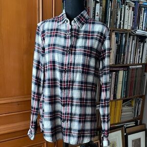 Roots Men's Casual Brushed Flannel Plaid Shirt - Black, Red, White